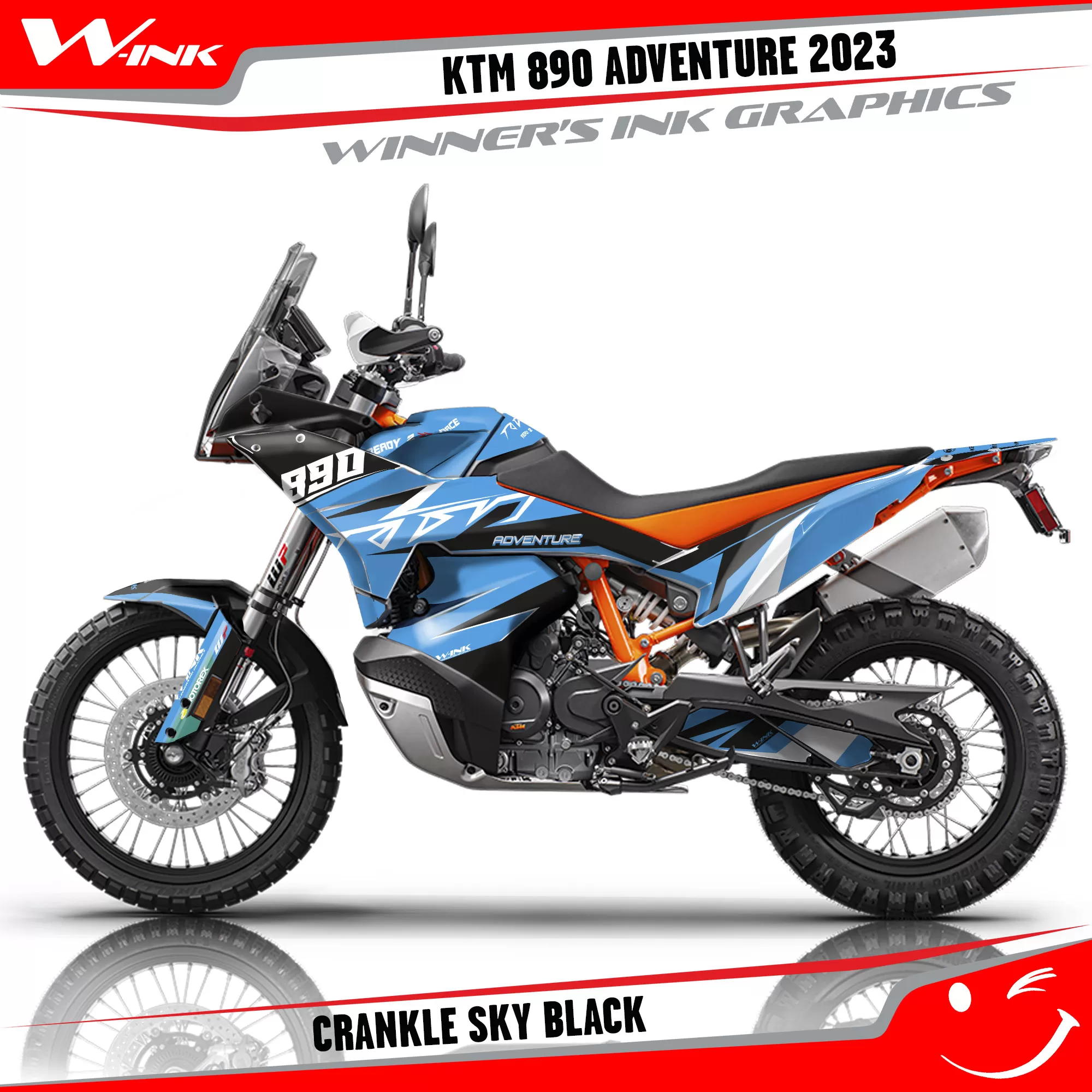 Adventure-890-2023-graphics-kit-and-decals-with-design-Crankle-Sky-Black