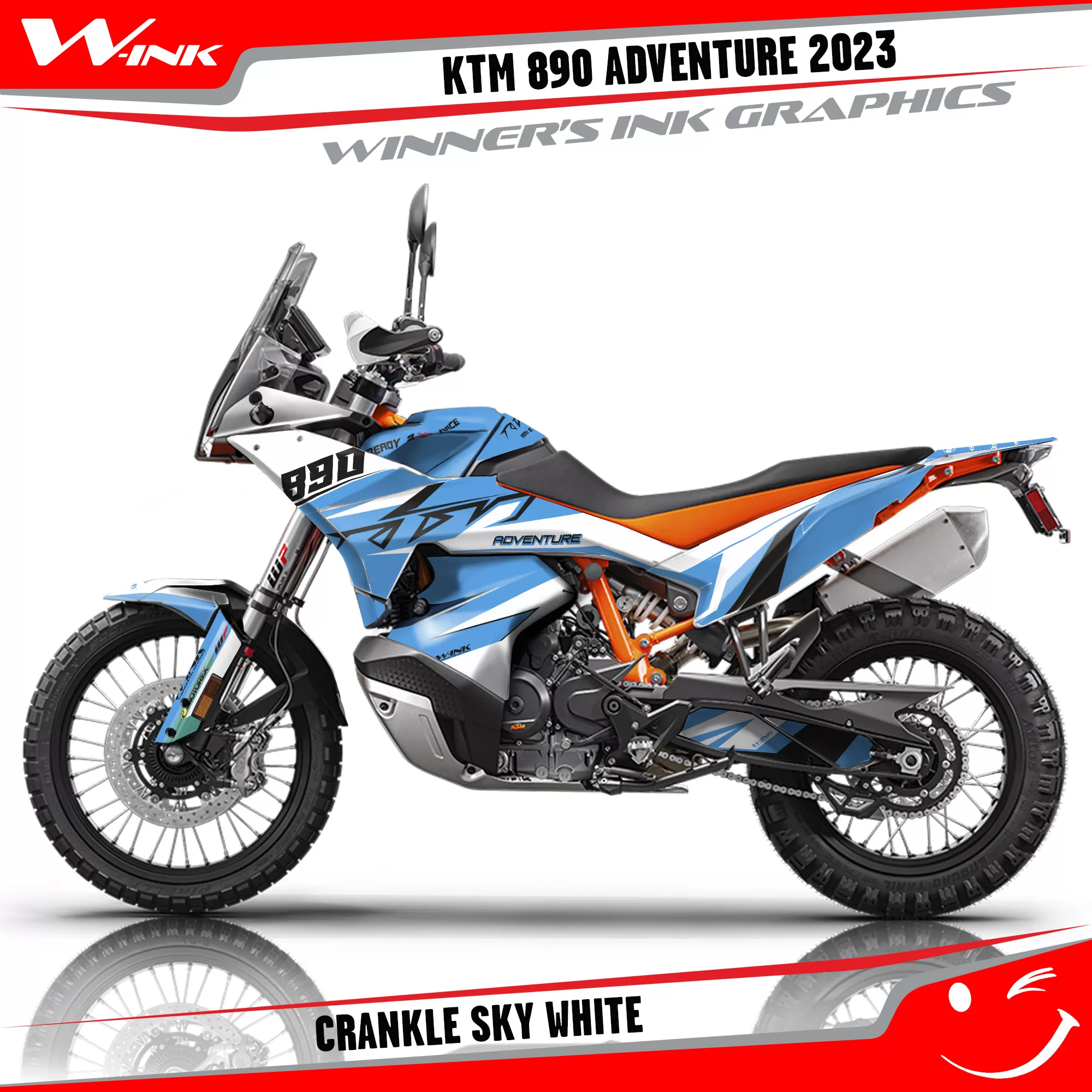 Adventure-890-2023-graphics-kit-and-decals-with-design-Crankle-Sky-White