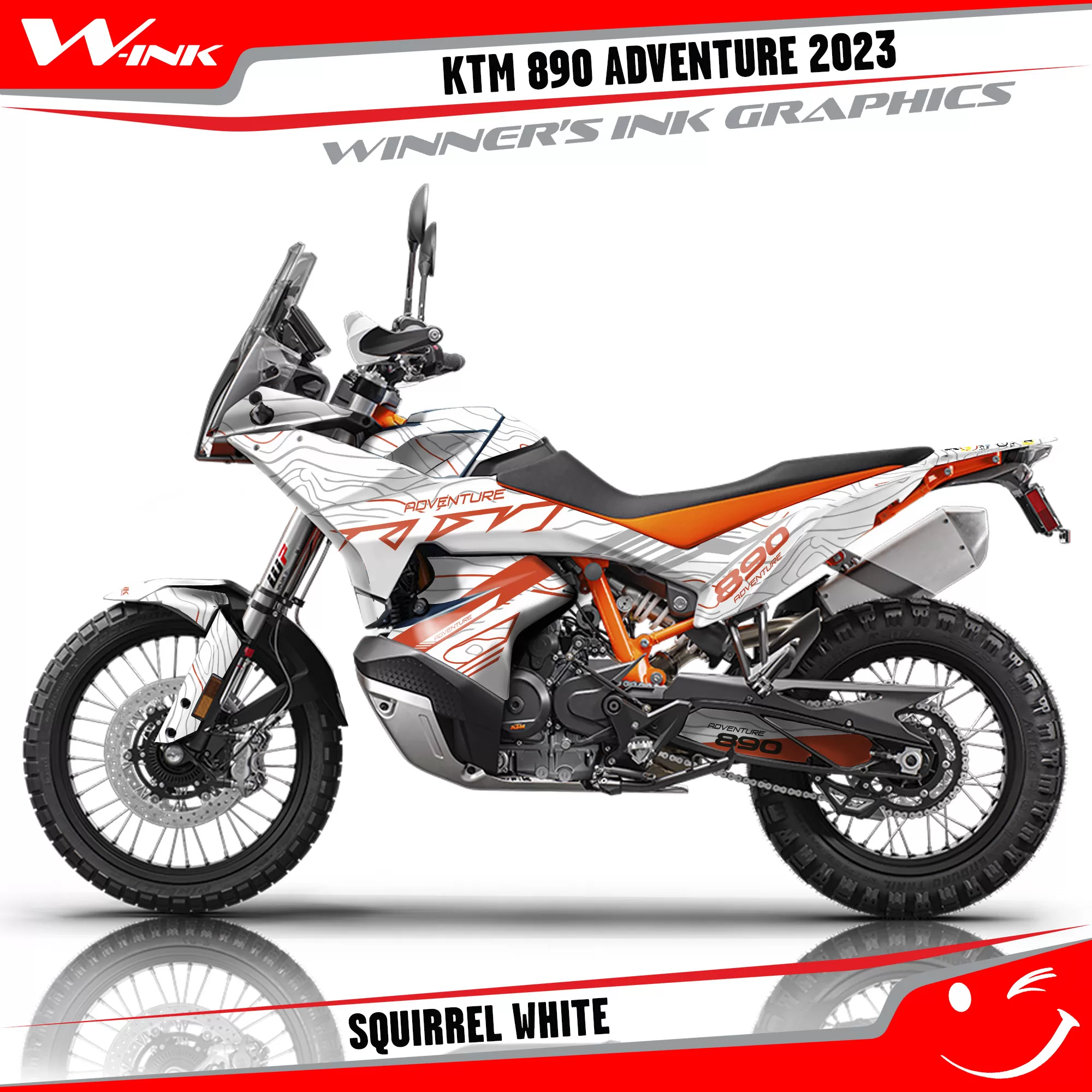 Adventure-890-2023-graphics-kit-and-decals-with-design-Squirrel-White