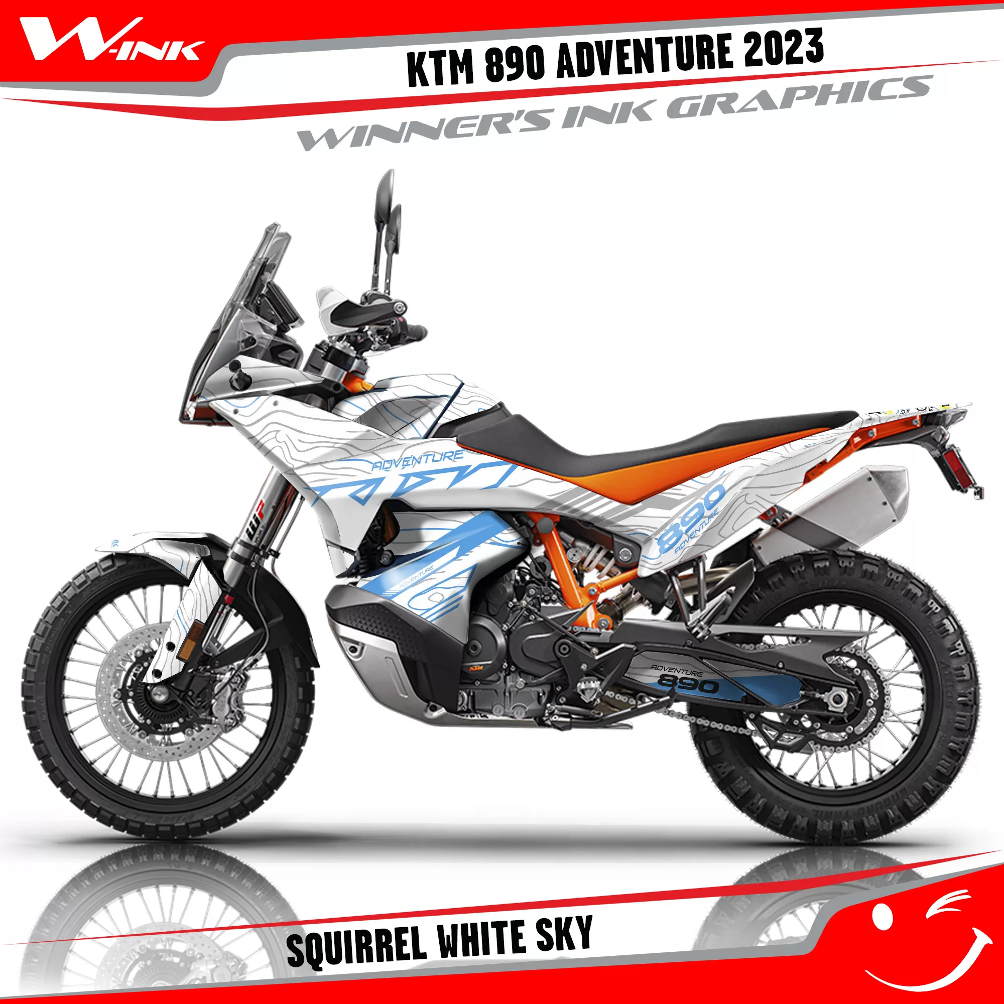 Adventure-890-2023-graphics-kit-and-decals-with-design-Squirrel-White-Sky