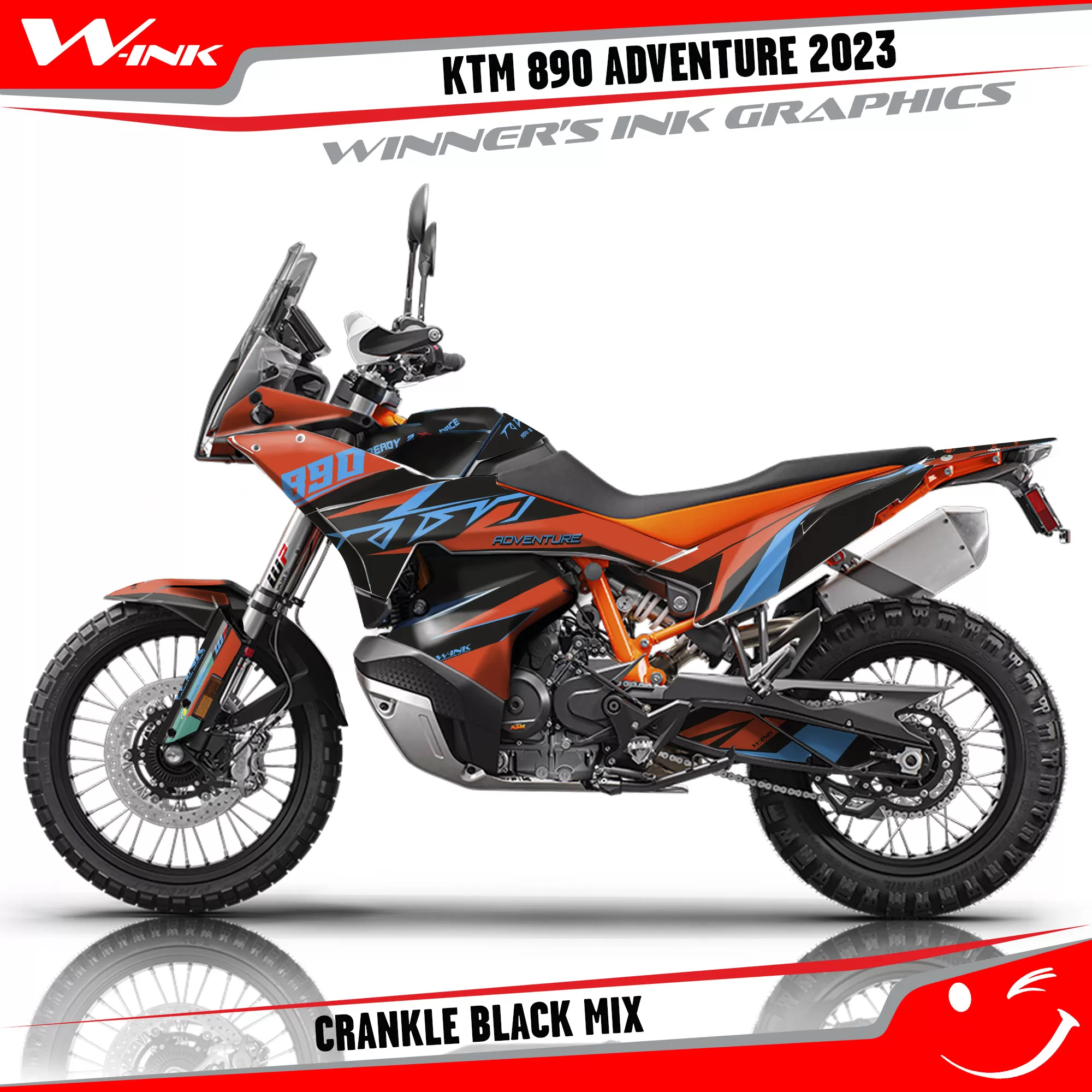 Adventure-890-2023-graphics-kit-and-decals-with-design-Crankle-Black-Mix