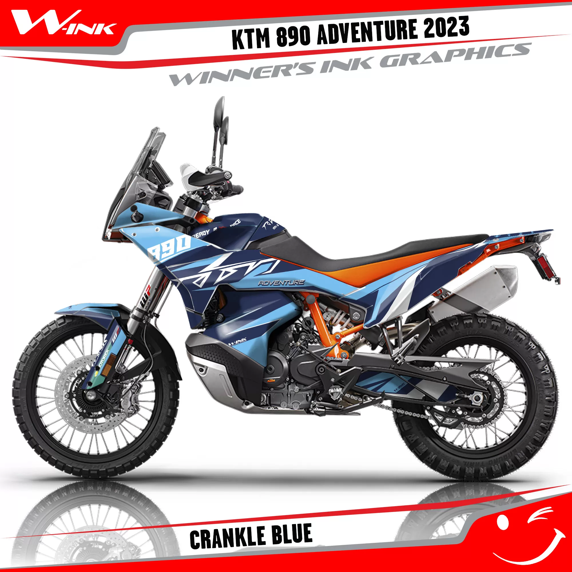 Adventure-890-2023-graphics-kit-and-decals-with-design-Crankle-Blue