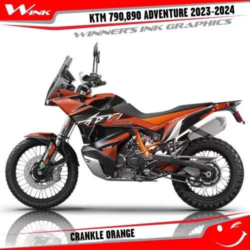 Adventure-790-890-2023-2024-graphics-kit-and-decals-with-design-Crankle-Black-Orange