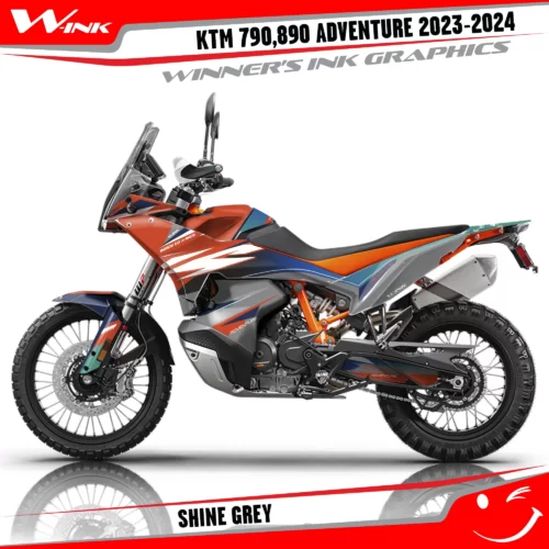 Adventure-790-890-2023-2024-graphics-kit-and-decals-with-design-Shine-Standart-Grey