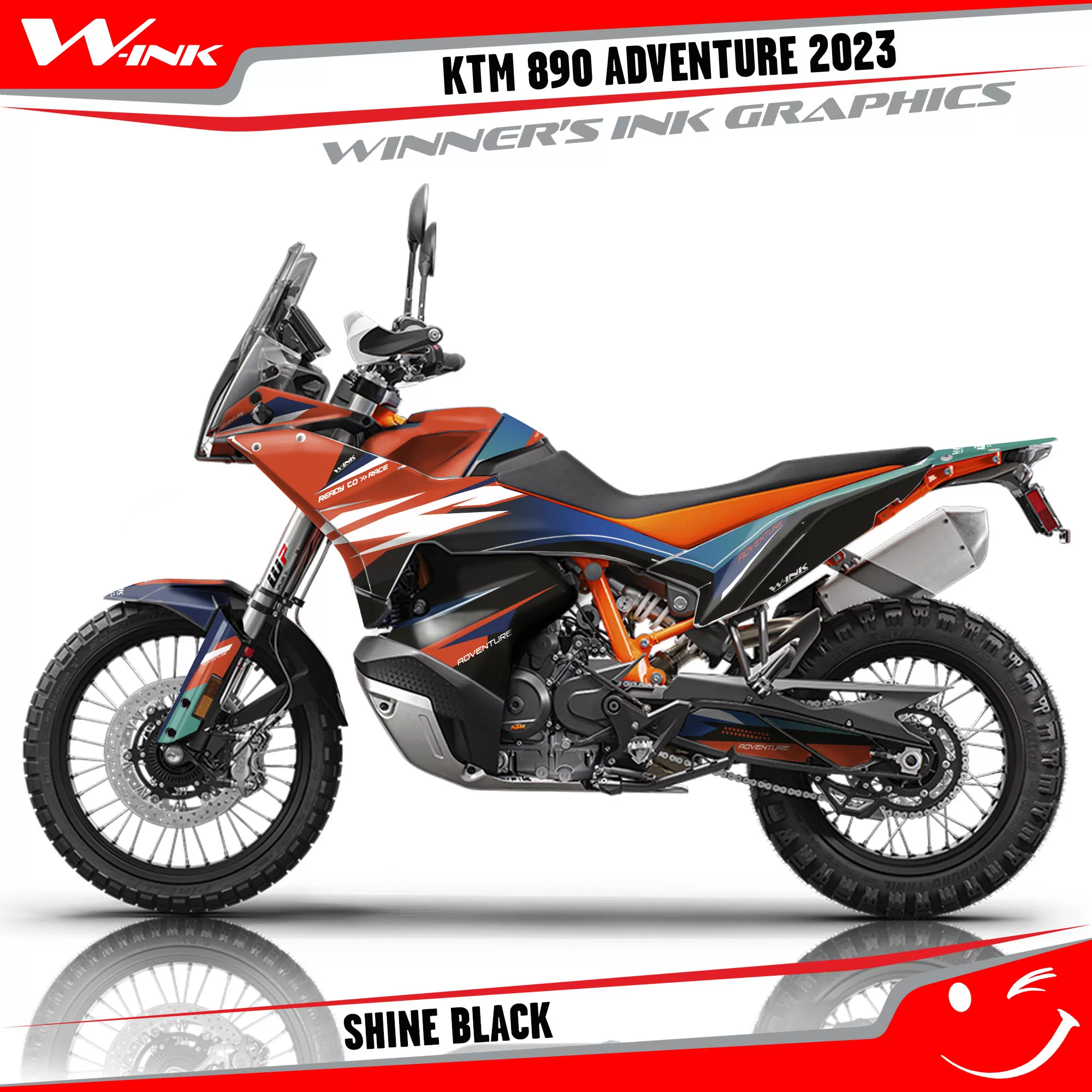 Adventure-890-2023-graphics-kit-and-decals-with-design-Shine-Black