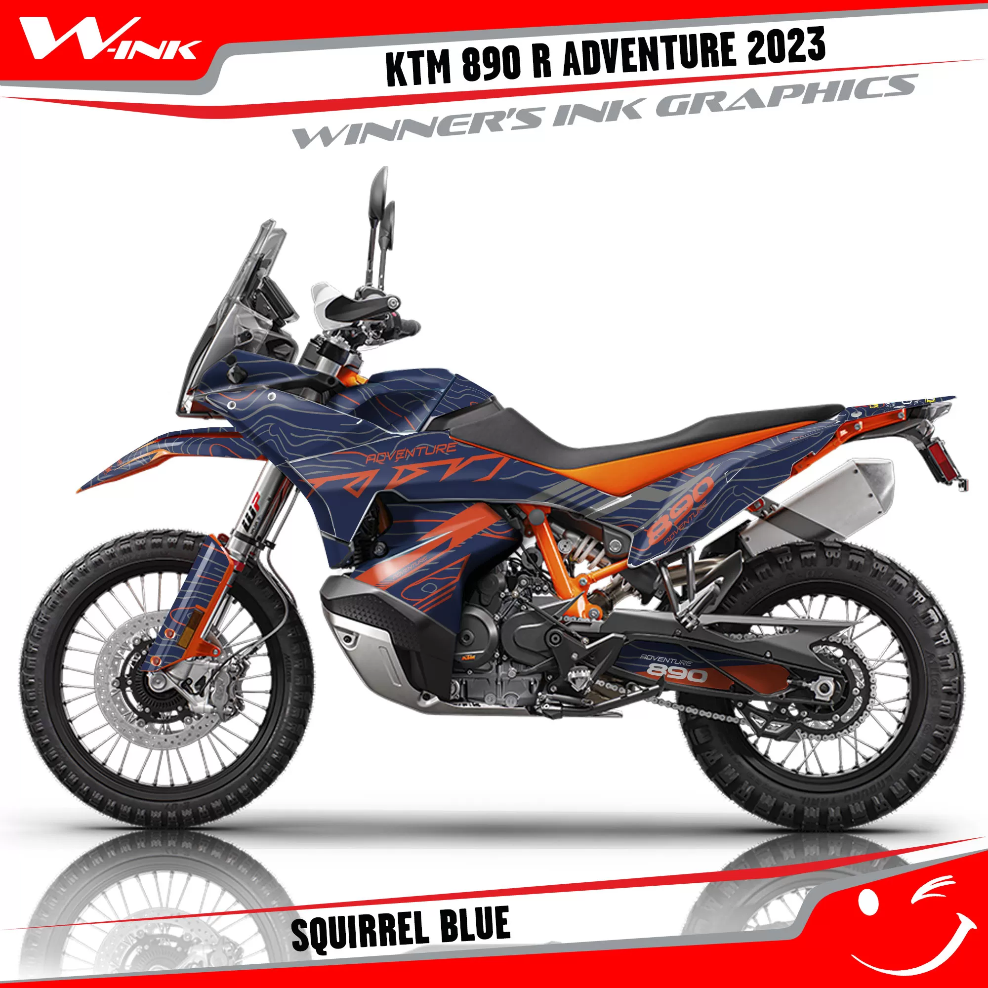 Adventure-890-2023-graphics-kit-and-decals-with-design-Squrrel-Blue