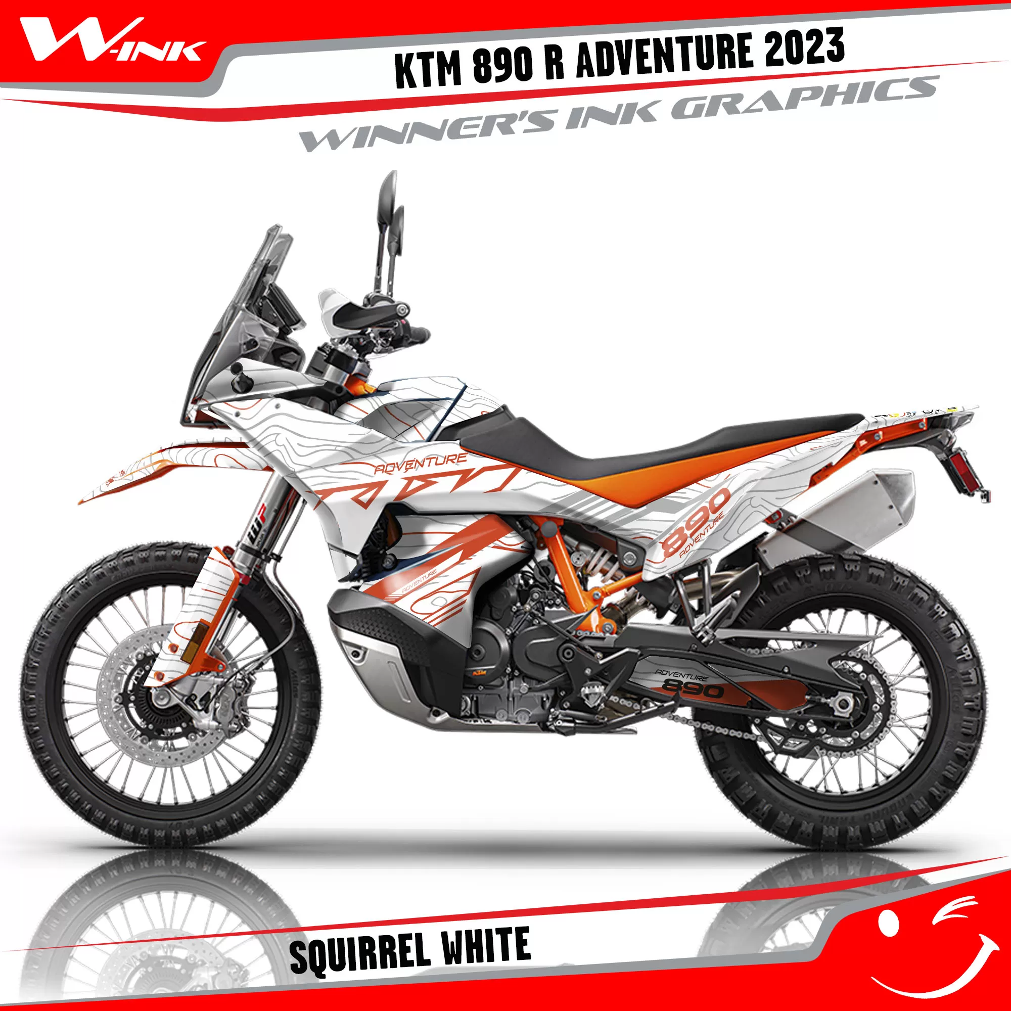 Adventure-890-2023-graphics-kit-and-decals-with-design-Squrrel-White