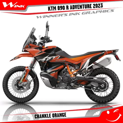 Adventure-890-R-2023-graphics-kit-and-decals-with-design-Crankle-Black-Orange
