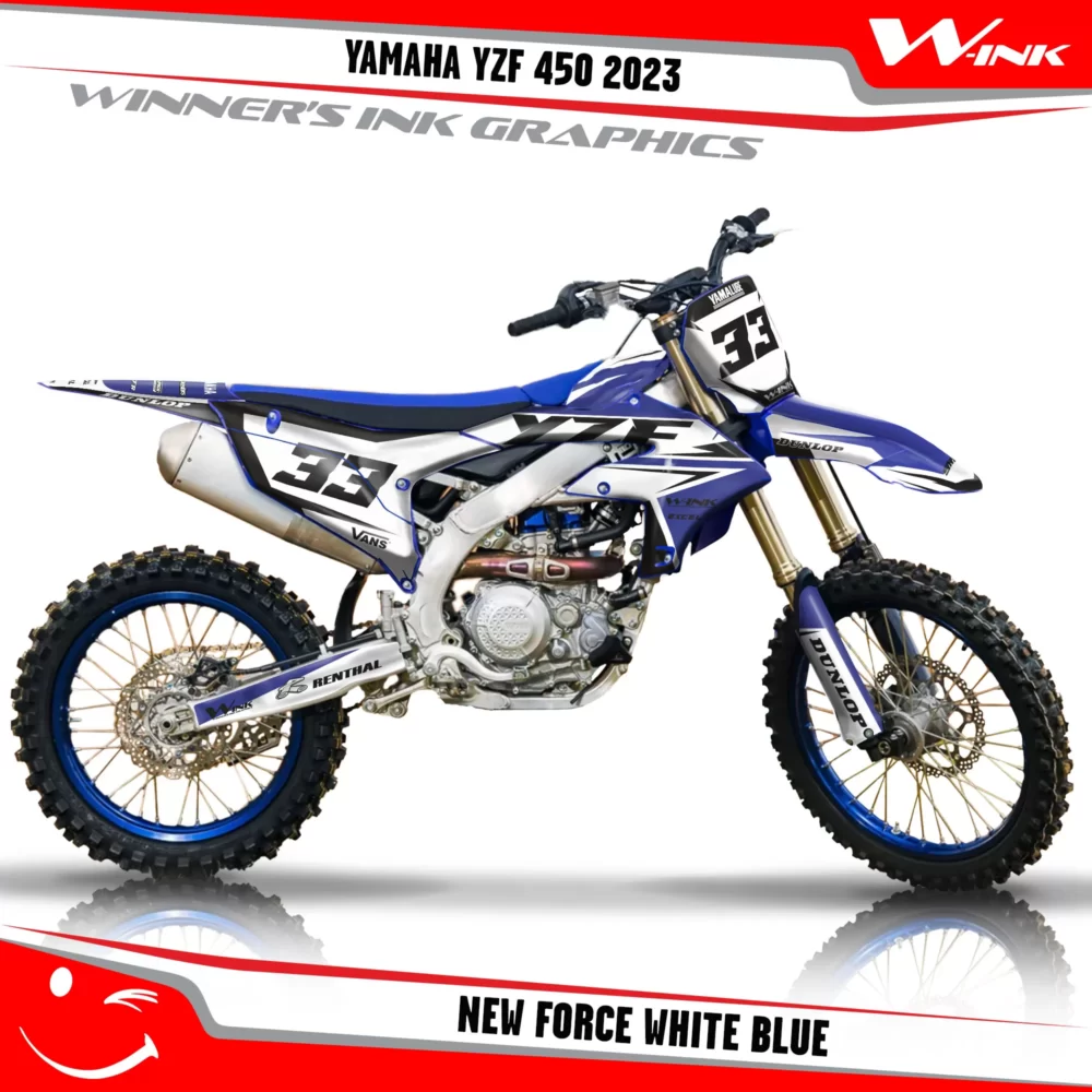 Yamaha-YZF-450-2023-graphics-kit-and-decals-with-design-New-Force-White-Blue