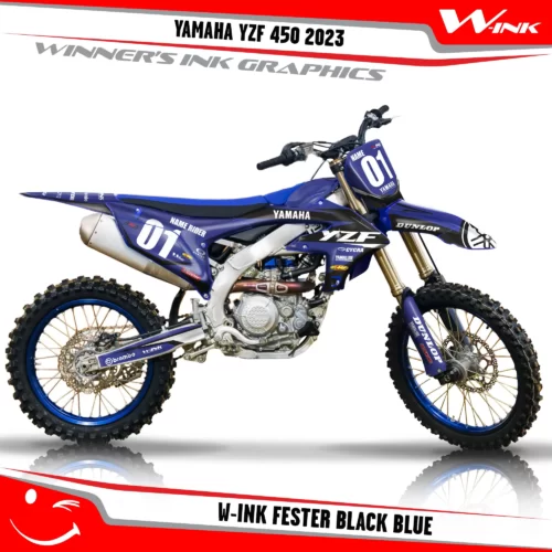 Yamaha-YZF-450-2023-graphics-kit-and-decals-with-design-W-ink-Fester-Black-Blue
