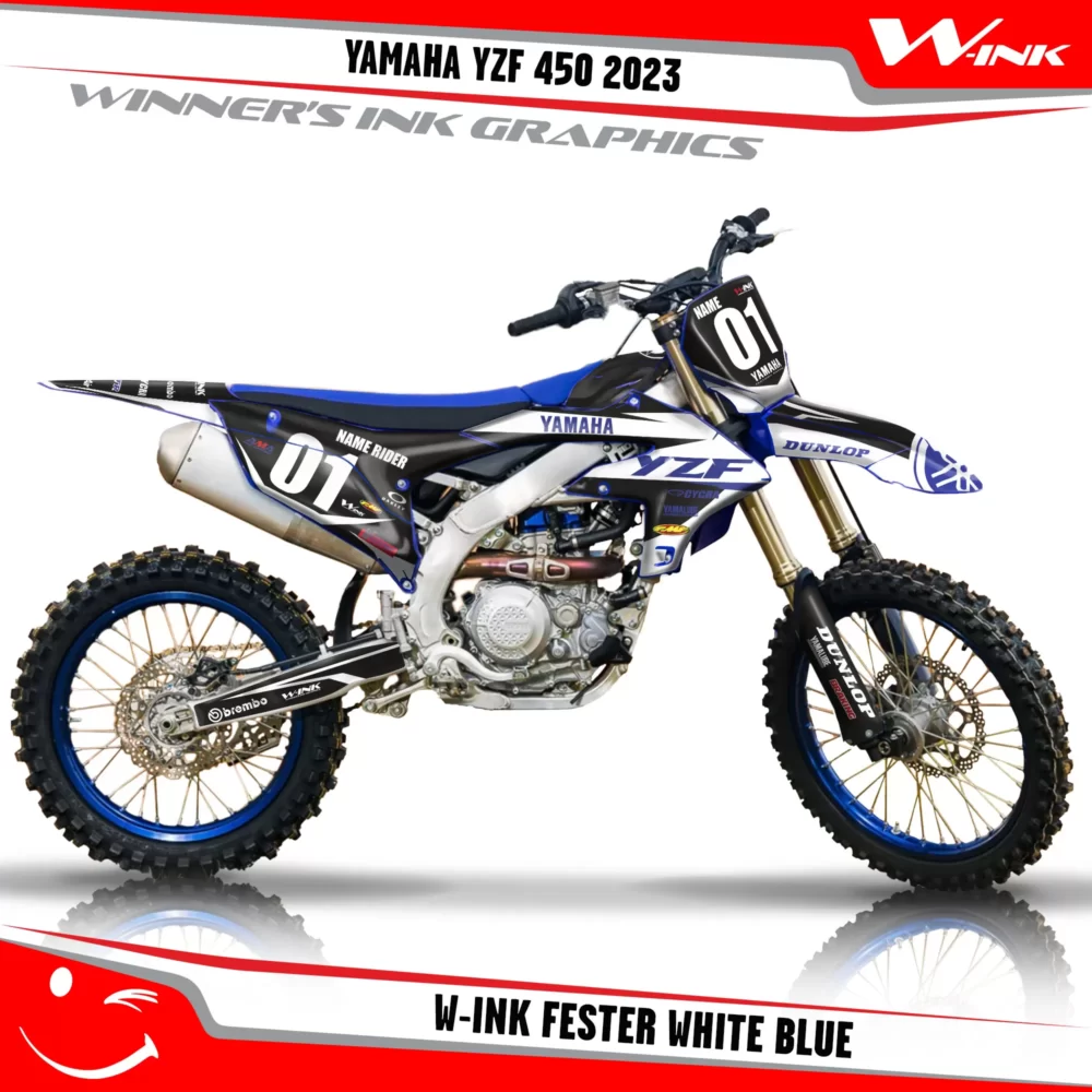 Yamaha-YZF-450-2023-graphics-kit-and-decals-with-design-W-ink-Fester-White-Blue