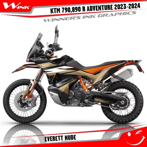 Adventure-790-890-R-2023-2024-graphics-kit-and-decals-with-design-Everett-Black-Nude