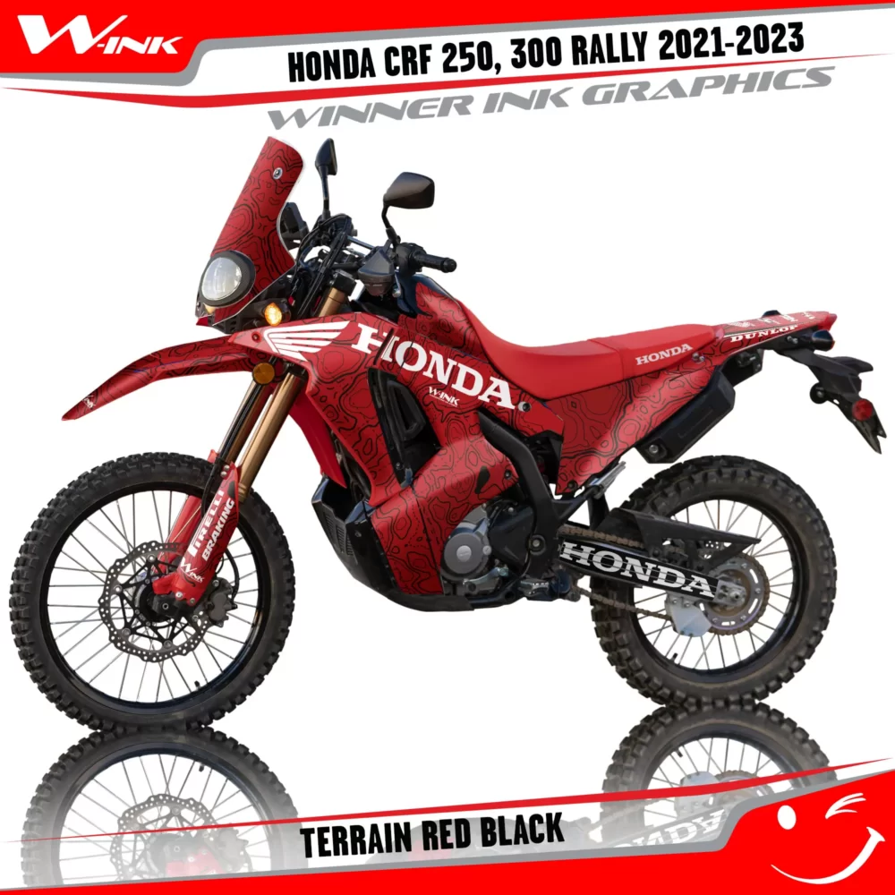 Honda-CRF-250-300-RALLY-2021-2022-2023-graphics-kit-and-decals-Terrain-Red-Black