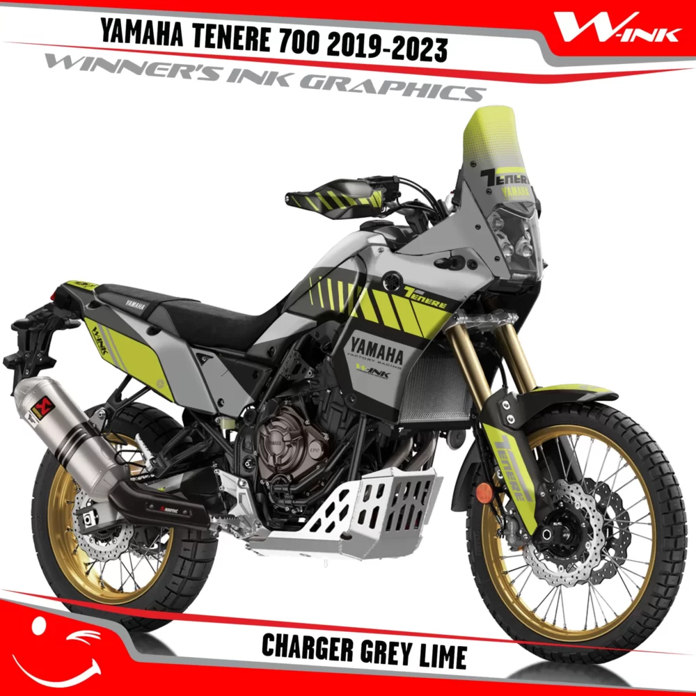 Yamaha-Tenere-700-2019-2020-2021-2022-2023-graphics-kit-and-decals-with-desing-Charger-Grey-Lime