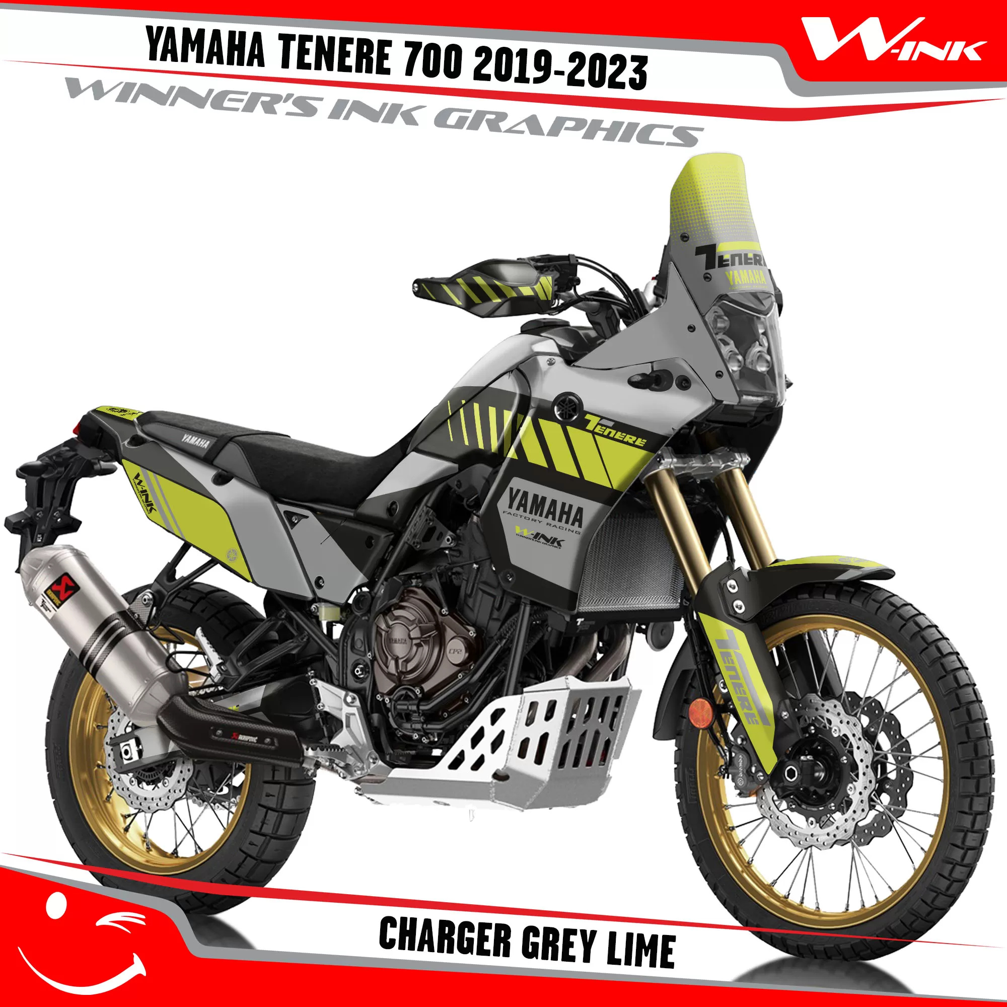 Yamaha-Tenere-700-2019-2020-2021-2022-2023-graphics-kit-and-decals-with-desing-Charger-Grey-Lime