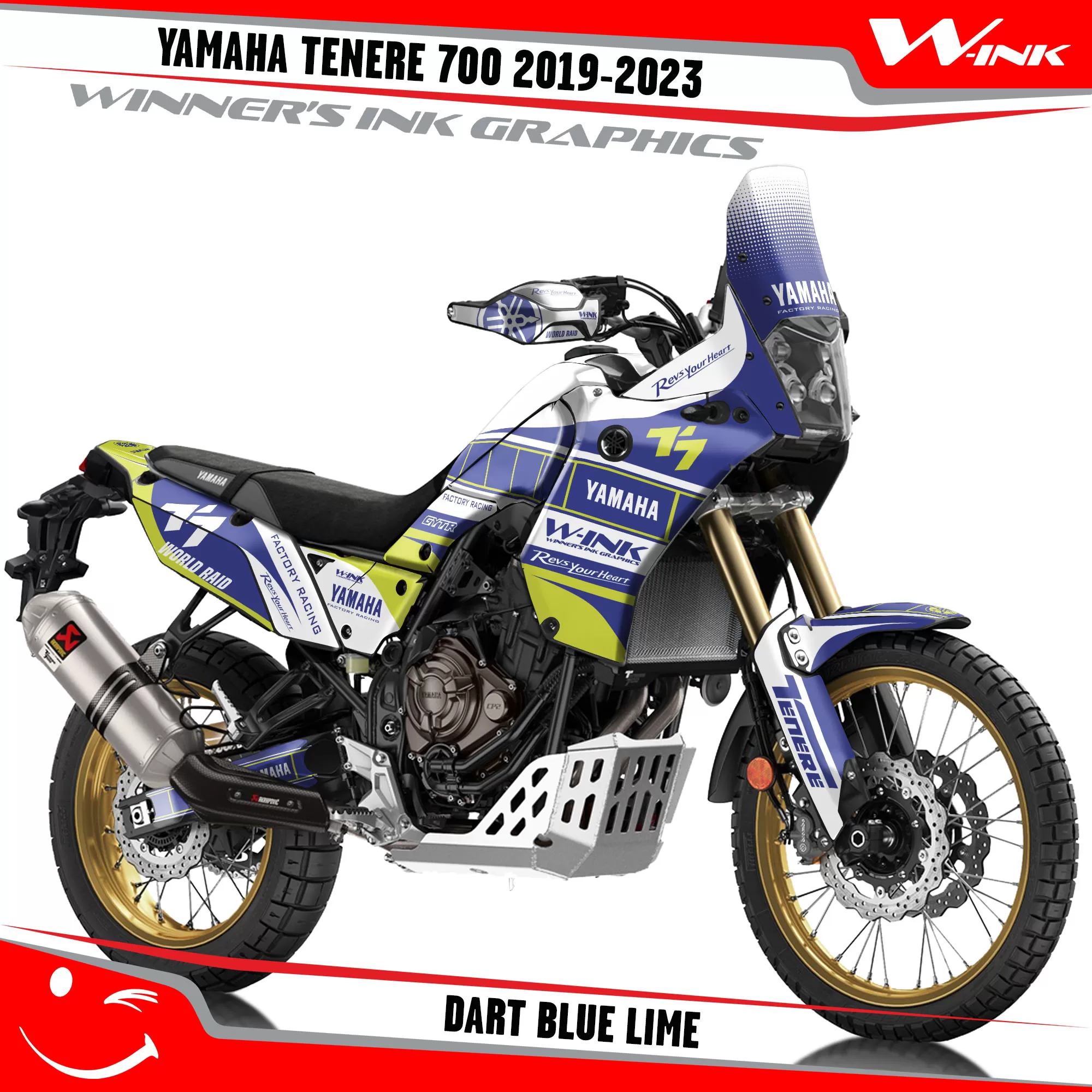 Yamaha-Tenere-700-2019-2020-2021-2022-2023-graphics-kit-and-decals-with-desing-Dart-Blue-Lime