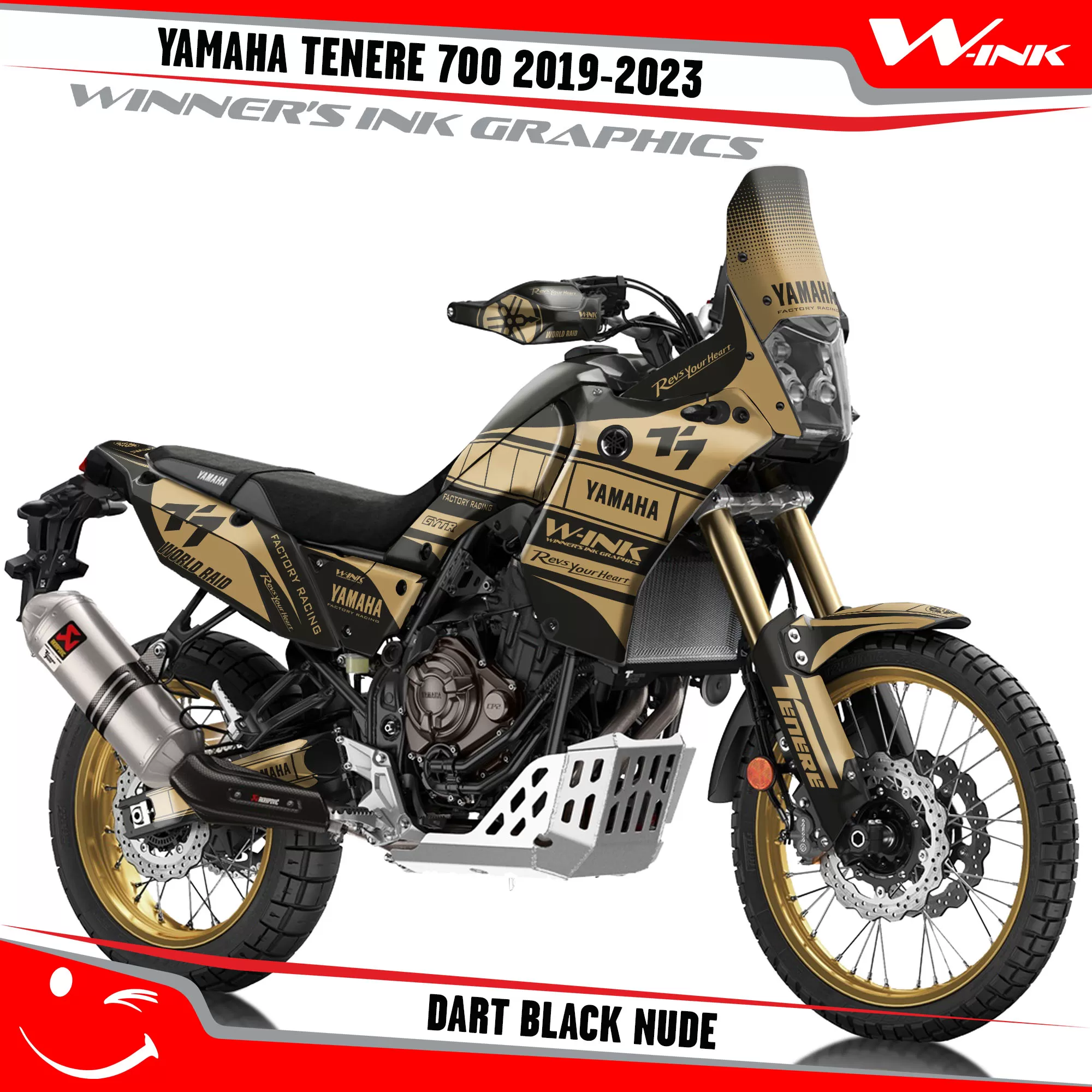Yamaha-Tenere-700-2019-2020-2021-2022-2023-graphics-kit-and-decals-with-desing-Dart-Full-Black-Nude