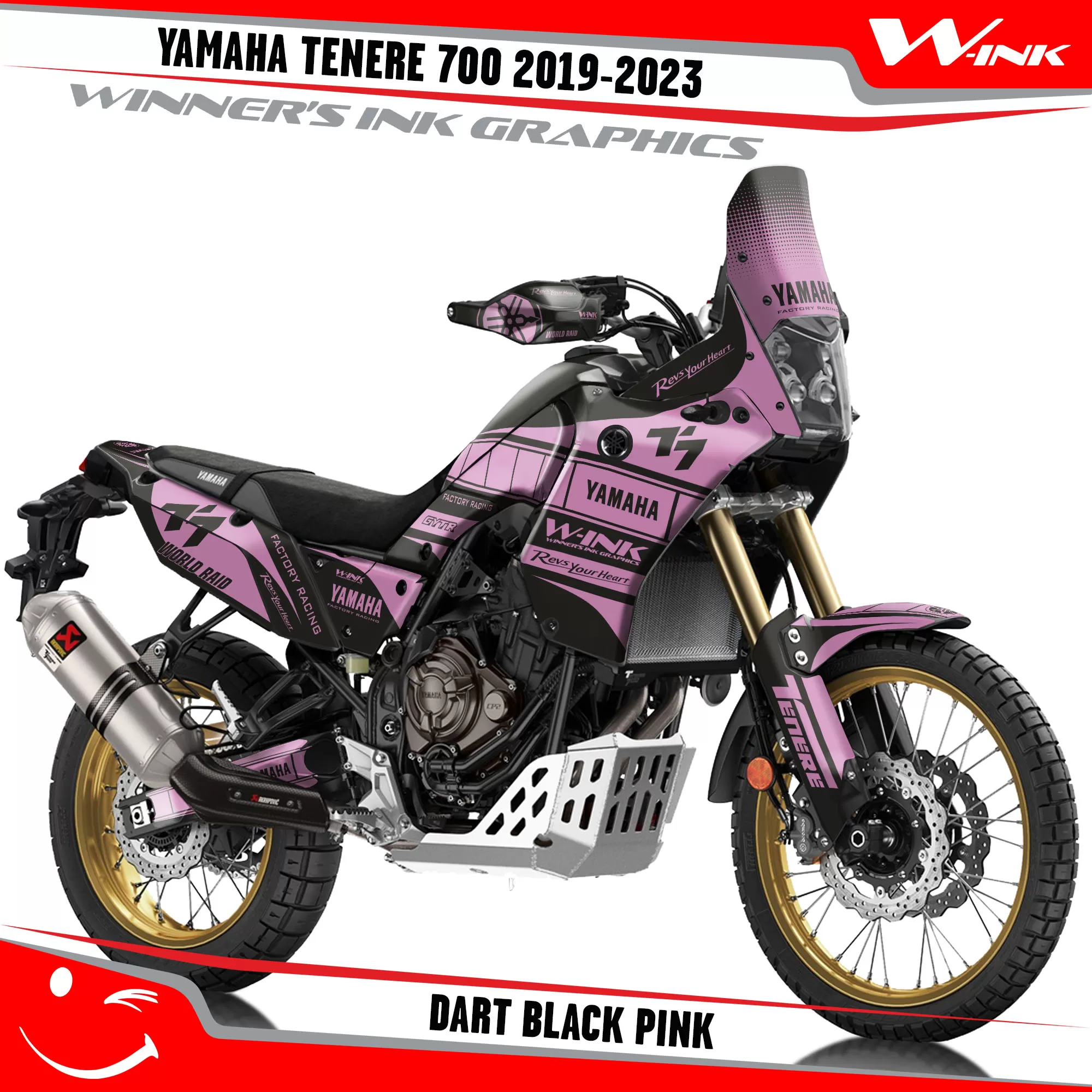 Yamaha-Tenere-700-2019-2020-2021-2022-2023-graphics-kit-and-decals-with-desing-Dart-Full-Black-Pink