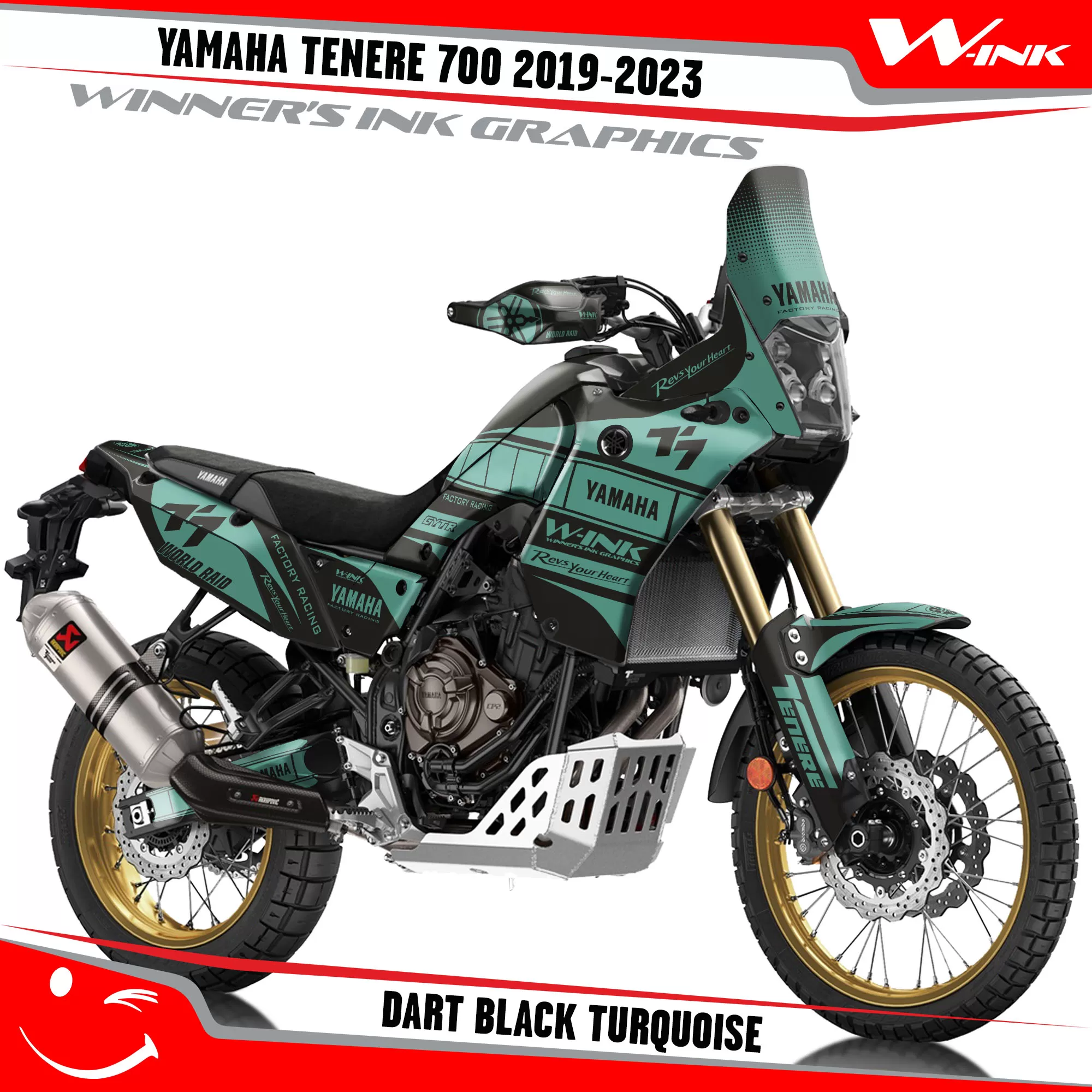 Yamaha-Tenere-700-2019-2020-2021-2022-2023-graphics-kit-and-decals-with-desing-Dart-Full-Black-Turquoise