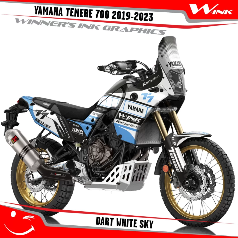 Yamaha-Tenere-700-2019-2020-2021-2022-2023-graphics-kit-and-decals-with-desing-Dart-White-Sky