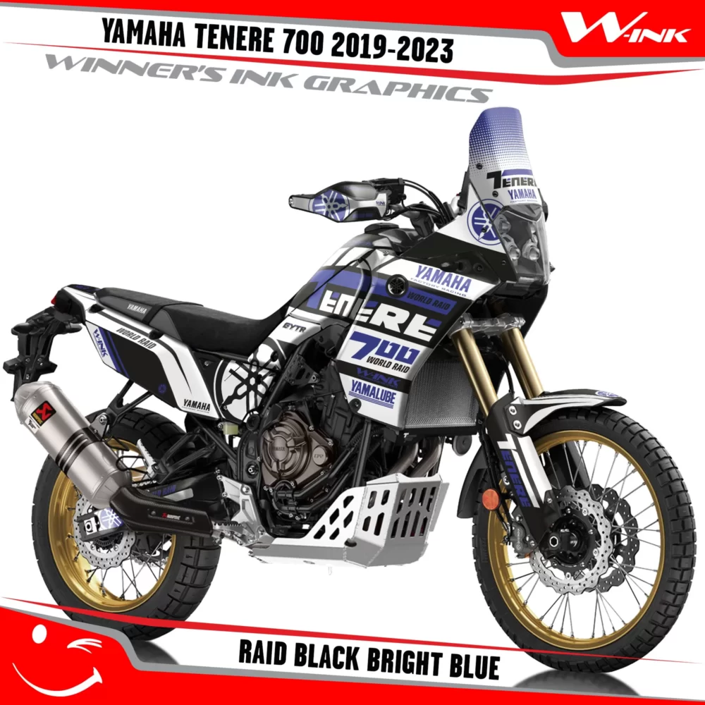 Yamaha-Tenere-700-2019-2020-2021-2022-2023-graphics-kit-and-decals-with-desing-Raid-Black-Bright-Blue