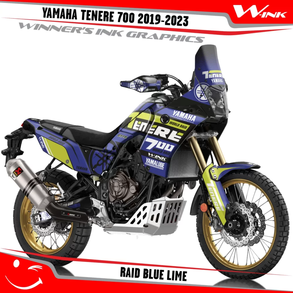 Yamaha-Tenere-700-2019-2020-2021-2022-2023-graphics-kit-and-decals-with-desing-Raid-Blue-Lime