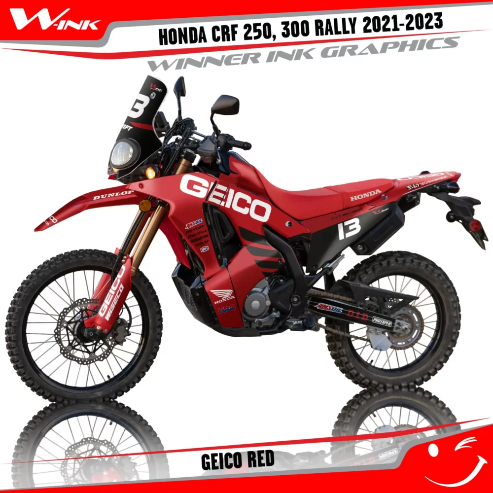 Honda-CRF-250-300-RALLY-2021-2022-2023-graphics-kit-and-decals-Geico-Red