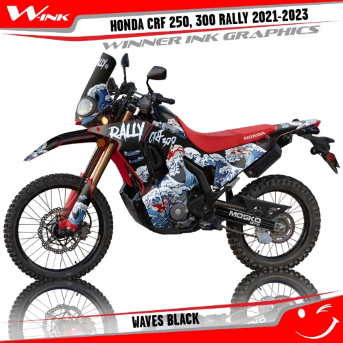 Honda-CRF-250-300-RALLY-2021-2022-2023-graphics-kit-and-decals-Waves-Black