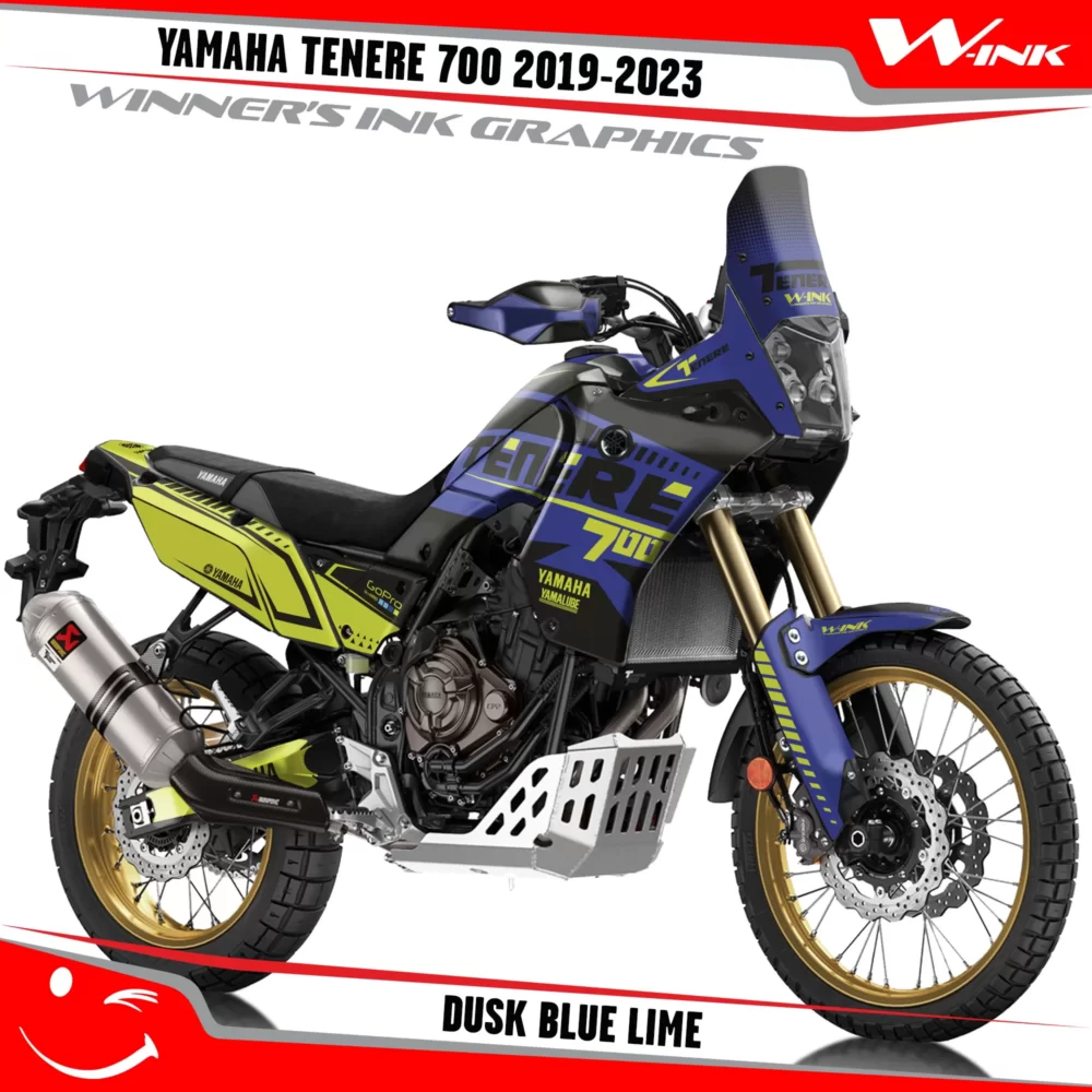 Yamaha-Tenere-700-2019-2020-2021-2022-2023-graphics-kit-and-decals-with-desing-Dusk-Blue-Lime