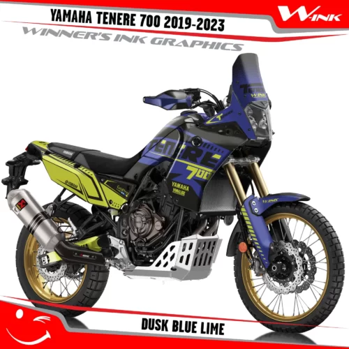 Yamaha-Tenere-700-2019-2020-2021-2022-2023-graphics-kit-and-decals-with-desing-Dusk-Blue-Lime