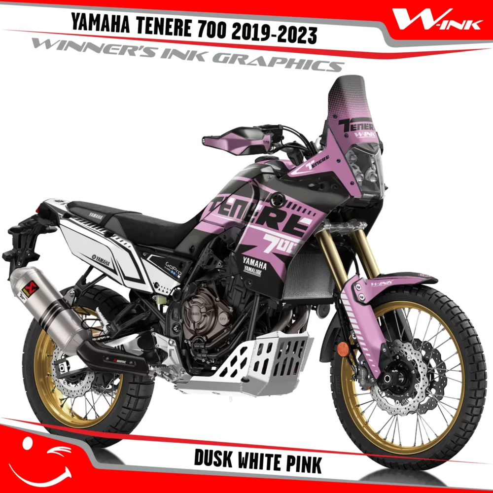 Yamaha-Tenere-700-2019-2020-2021-2022-2023-graphics-kit-and-decals-with-desing-Dusk-White-Pink