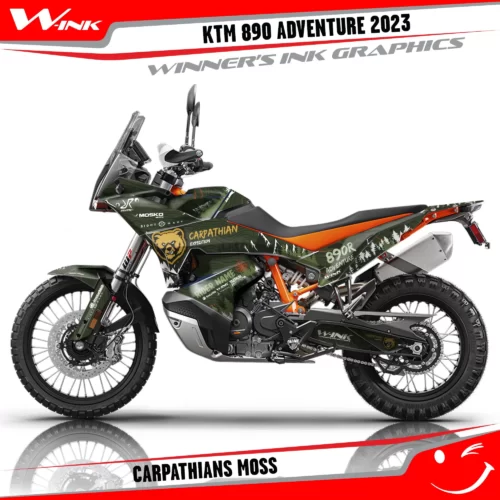 Adventure-890-2023-graphics-kit-and-decals-with-design-Carpathians-Moss