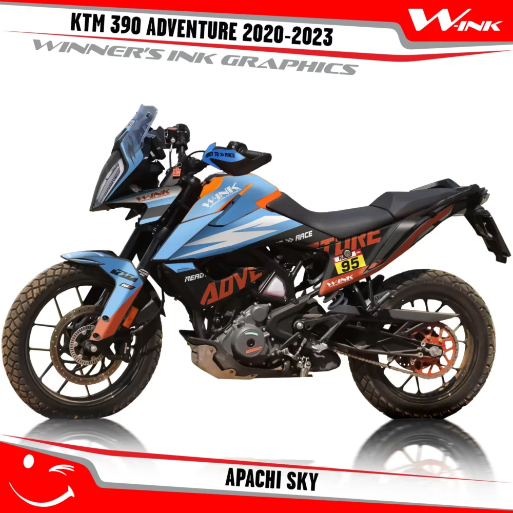 Adventure-390-2020-2021-2022-2023-graphics-kit-and-decals-with-designs-Apachi-Black-Sky