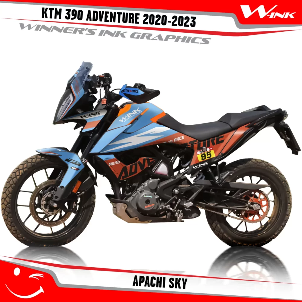 Adventure-390-2020-2021-2022-2023-graphics-kit-and-decals-with-designs-Apachi-Orange-Sky