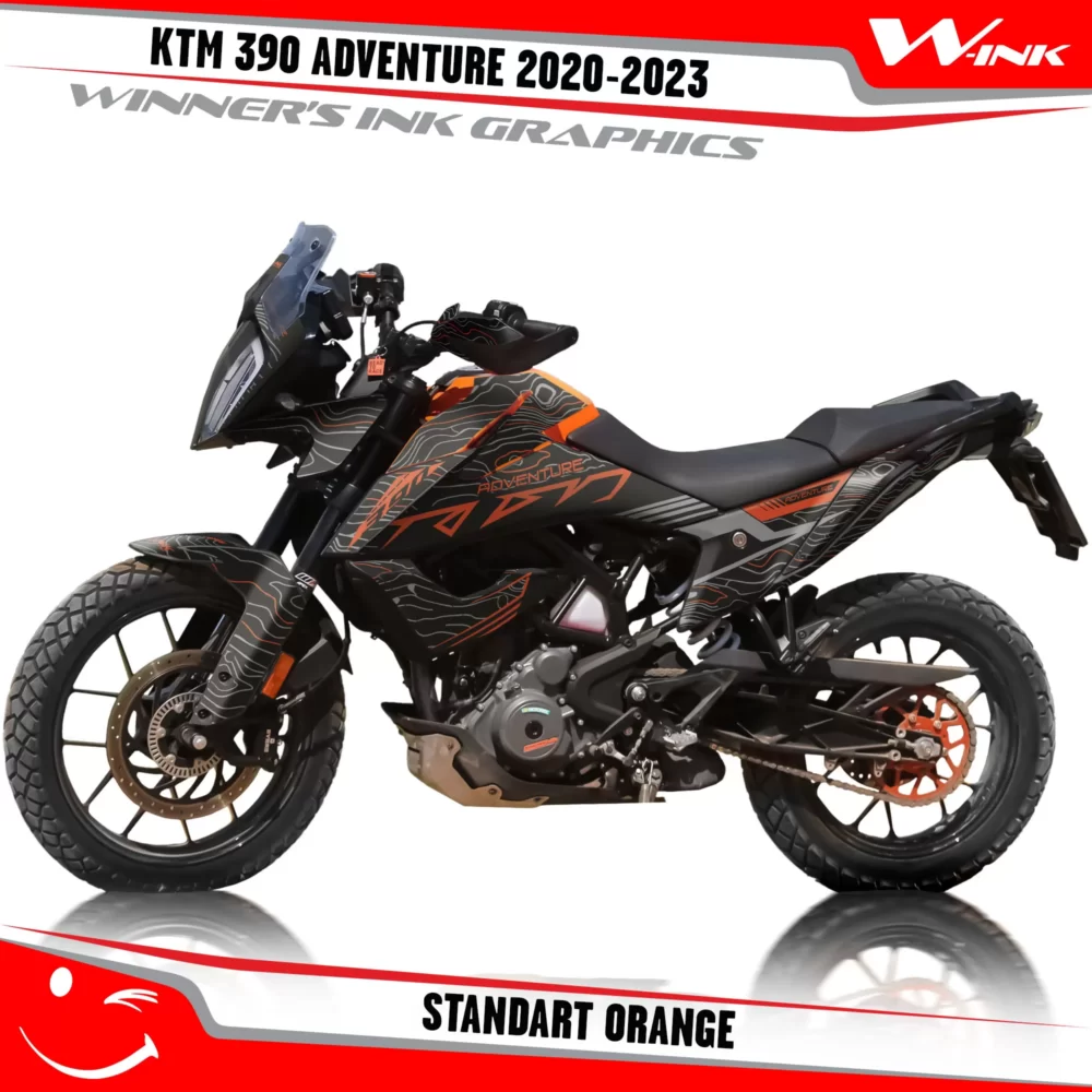 Adventure-390-2020-2021-2022-2023-graphics-kit-and-decals-with-designs-Standart-Black-Orange