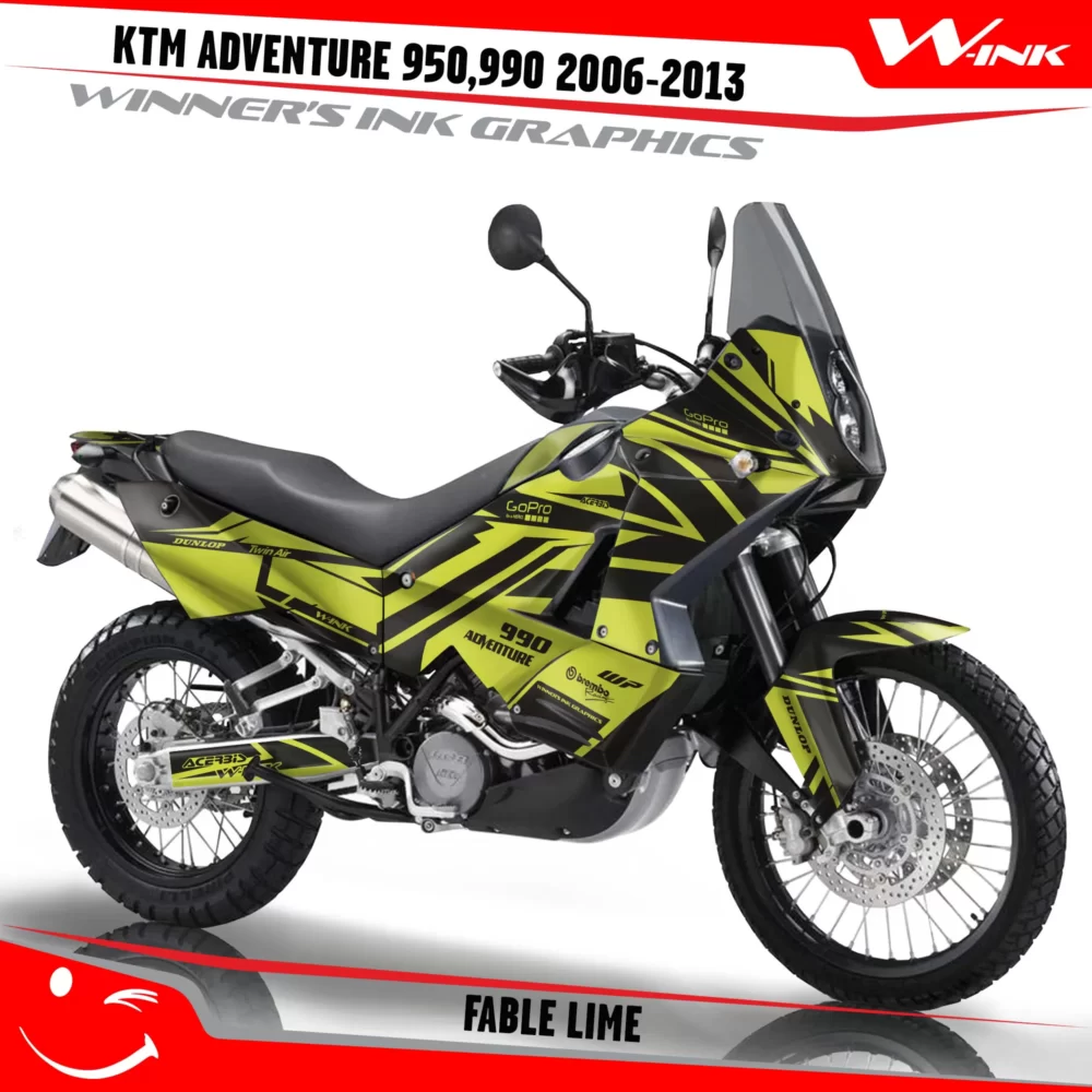 For-KTM-Adventure-950-990-2006-2007-2008-2009-2010-2011-2012-2013-graphics-kit-and-decals-with-designs-Fable-Full-Black-Lime