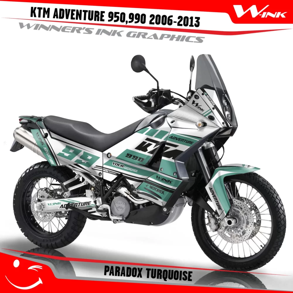 For-KTM-Adventure-950-990-2006-2007-2008-2009-2010-2011-2012-2013-graphics-kit-and-decals-with-designs-Paradox-White-Turquoise