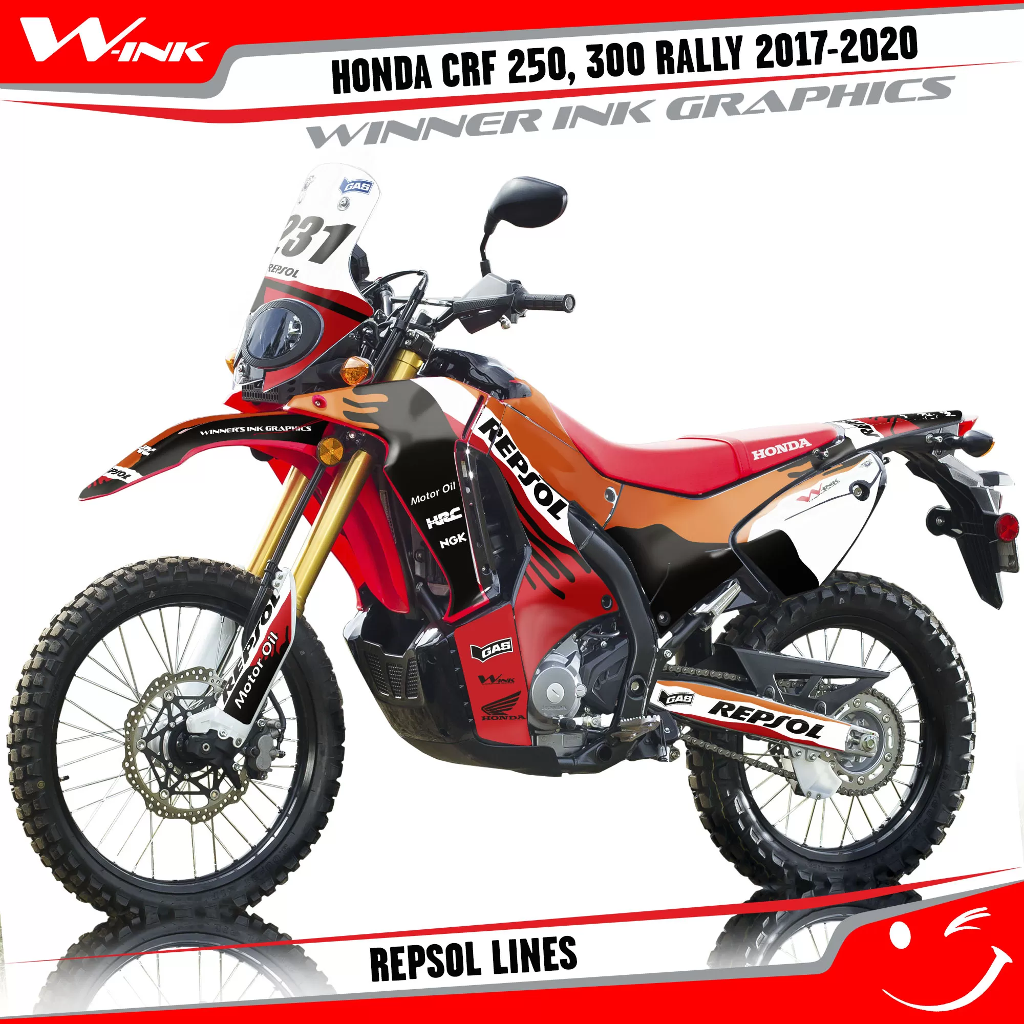 Full stickers Honda CRF 250 300 Rally 2017-2020 Repsol Lines