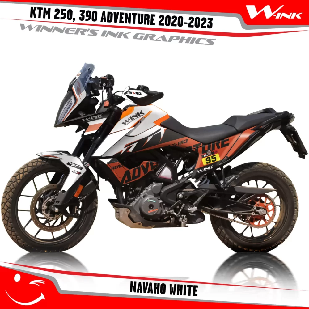Adventure-390-2020-2021-2022-2023-graphics-kit-and-decals-with-designs-Navaho-Orange-White