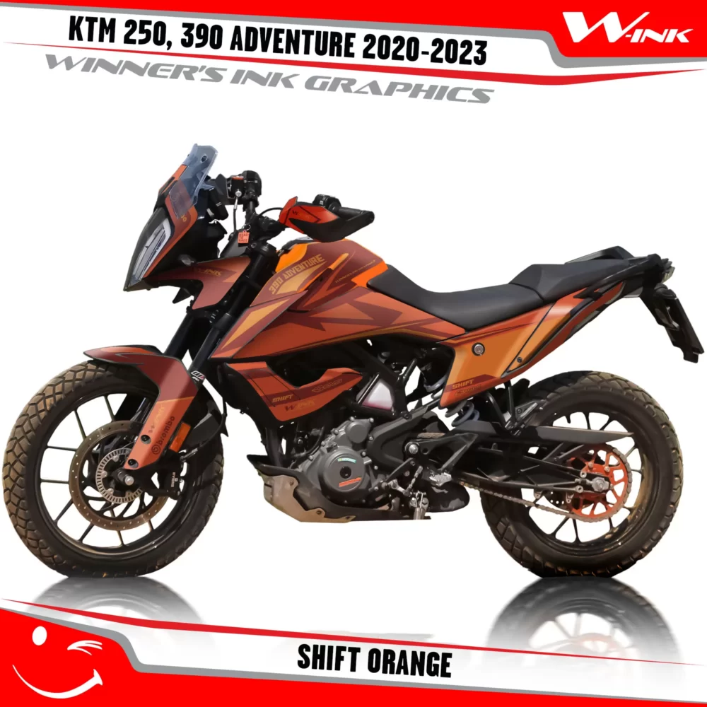 Adventure-390-2020-2021-2022-2023-graphics-kit-and-decals-with-designs-Shift-Full-Orange