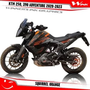 Adventure-390-2020-2021-2022-2023-graphics-kit-and-decals-with-designs-Squirrel-Black-Orange