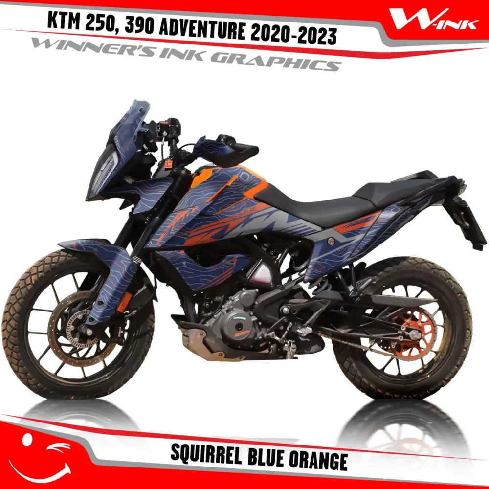 Adventure-390-2020-2021-2022-2023-graphics-kit-and-decals-with-designs-Squirrel-Blue-Orange