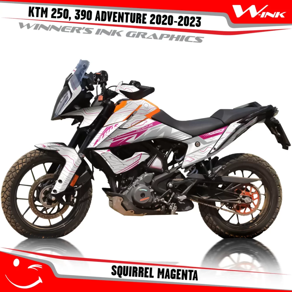 Adventure-390-2020-2021-2022-2023-graphics-kit-and-decals-with-designs-Squirrel-White-Magenta