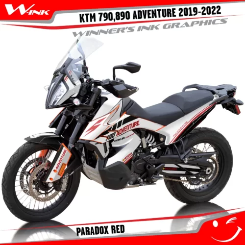 Adventure-790-890-2019-2020-2021-2022-graphics-kit-and-decals-with-designs-Paradox-White-Red