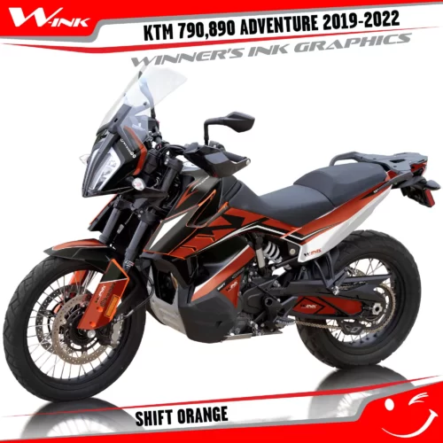 Adventure-790-890-2019-2020-2021-2022-graphics-kit-and-decals-with-designs-Shift-Black-Orange