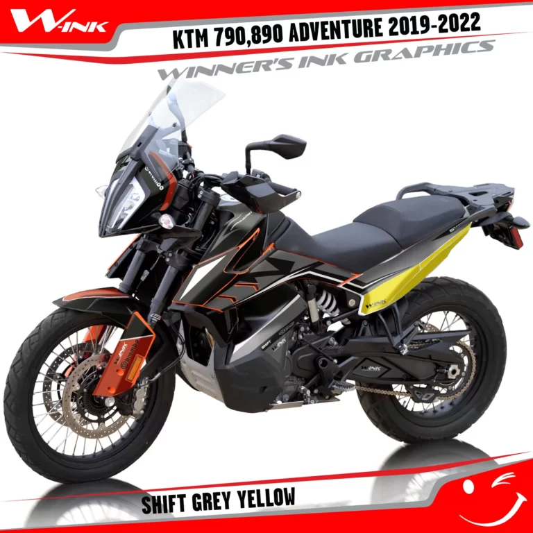 Adventure-790-890-2019-2020-2021-2022-graphics-kit-and-decals-with-designs-Shift-Colourful-Orange-Grey-Yellow