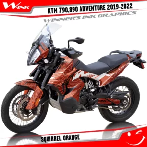 Adventure-790-890-2019-2020-2021-2022-graphics-kit-and-decals-with-designs-Squirrel-Full-Orange