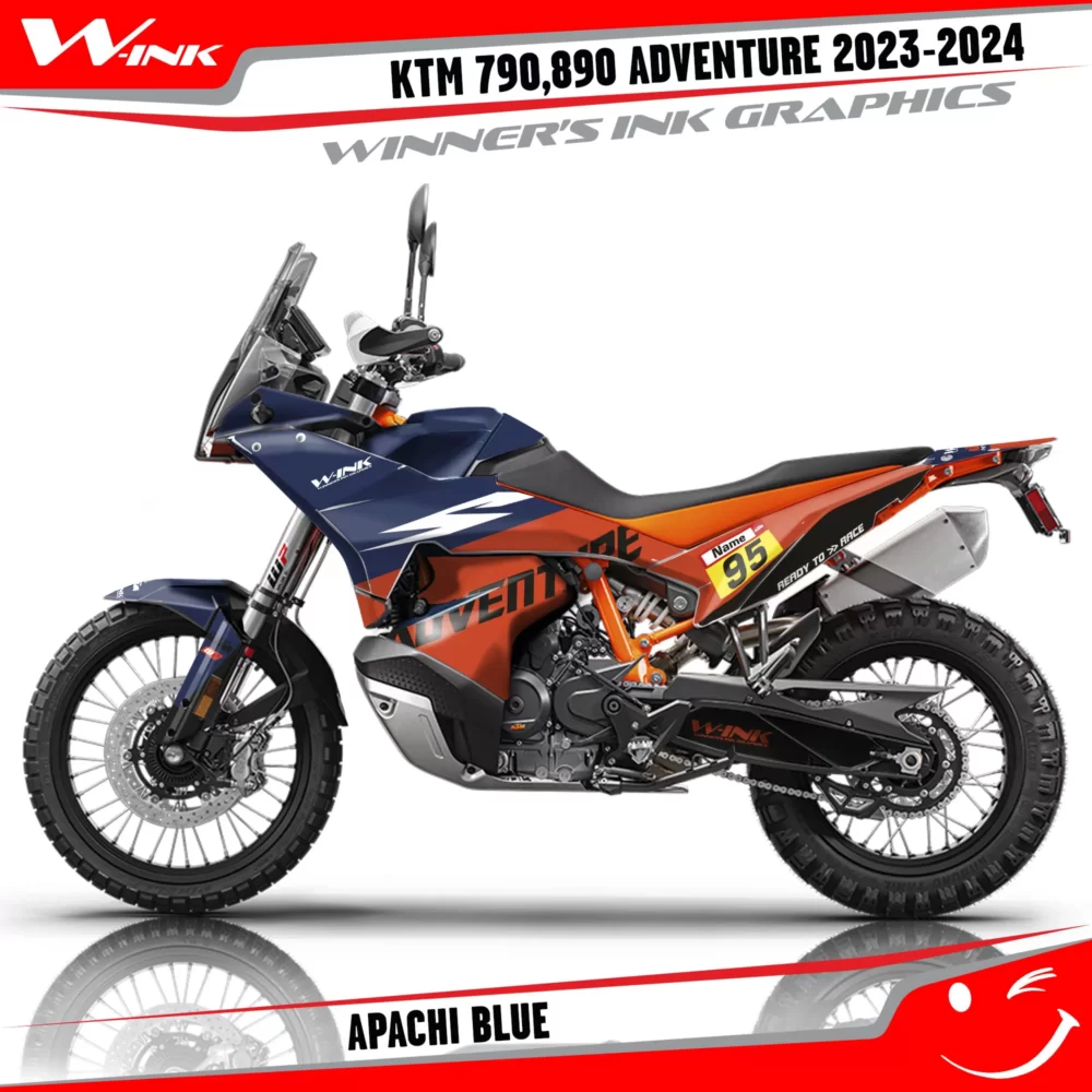 Adventure-790-890-2023-2024-graphics-kit-and-decals-with-design-Apachi-Orange-Blue