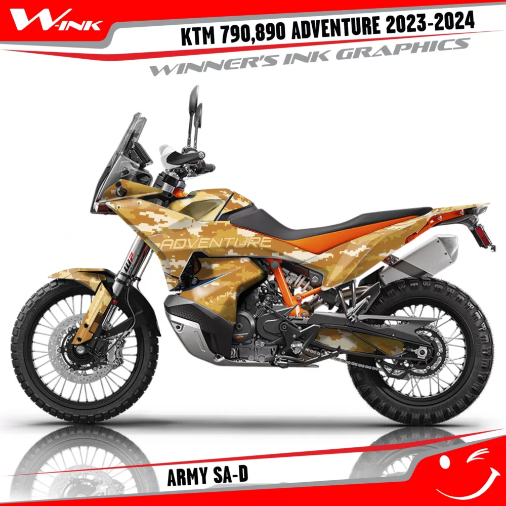 Adventure-790-890-2023-2024-graphics-kit-and-decals-with-design-Army-SA-D