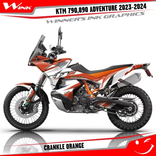 Adventure-790-890-2023-2024-graphics-kit-and-decals-with-design-Crankle-White-Orange